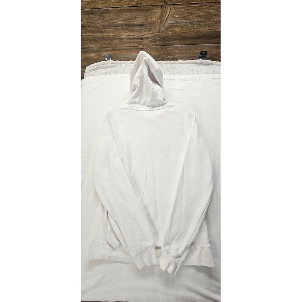 The North Face Womens Hoodie White Coral Orange Logo Pullover Sweatshirt Large - Picture 4 of 4